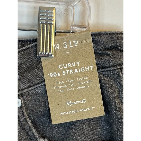 MADEWELL Curvy 90s Straight Jeans Women Petite 31P Gray Crossover Waist Denim - Picture 3 of 15